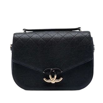 Chanel Pre-owned Quilted Caviar Leather Satchel - Dames - Pre-owned - Zwart - Maat: ONE Size Leer