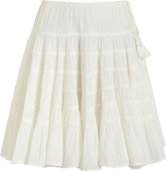 Free People Many Layers Tiered Cotton Mini Skirt - Ivory - L (UK16-UK18 / L)