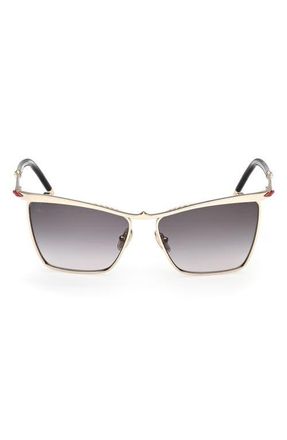 Christian Louboutin 56mm Square Sunglasses in Pale Gold /Zeiss Smoke Lens at Nordstrom
