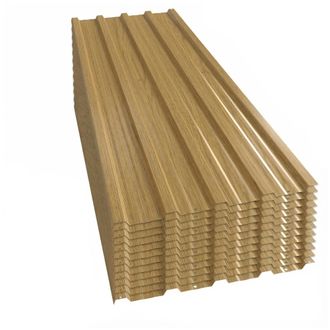 OUTSUNNY 12x Paneles Para Tejado De Acero Galvanizado, 7m&sup2;, Para Caseta De Herramientas, Cobertizo, Garaje, Exterior, 129x45cm, Madera Natural