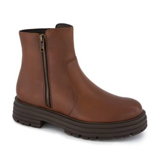 Andrea Womens Chelsea Boots With Zipper In Brown