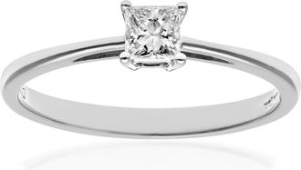 Jewelco London 18ct White Gold Princess 1/4ct Diamond 4 Claw Solitaire Ring 4mm - PR0AXL9543W18JPK