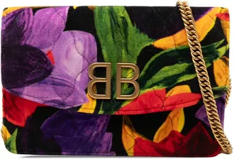Balenciaga Pre-owned Balenciaga Velvet BB Floral Print Wallet On Chain Ladies 8YGE91Q087GRI9NK