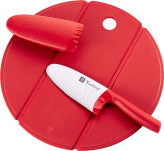 Zwilling TWINNY Kids Chefs Knife and Cutting Board 2-pc Set, Red