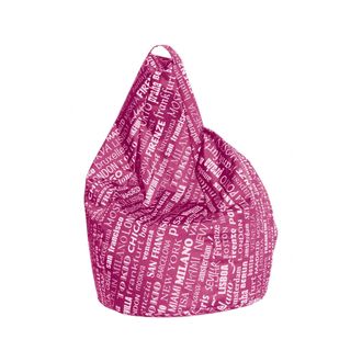 Talamo Italia Dmora Pouf Avec Lettrage Fantaisie, Couleur Fuchsia Et Blanc, Dimensions 80 X 120 X 80 Cm