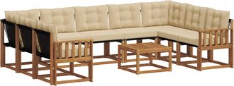 vidaXL Conjunto De Sof&aacute;s De Exterior 10 Uds. Natural Y Beige Vidaxl