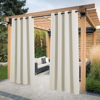OEM Juego De 2 Cortinas Opacas T&eacute;rmicas Para Exteriores Con Ojales, Aislamiento T&eacute;rmico Para P&eacute;rgolas, Patios Y Decoraci&oacute;n De Terrazas, 132 X 213 Cm, Colo
