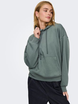 Only Kapuzensweatshirt ONLY ONLBEST L/S HOOD SWT NOOS, Damen, Gr. XS, gr&uuml;n (balsam gr&uuml;n), Sweatware, Obermaterial: 65% Polyester, 35% Baumwolle, unifarben,