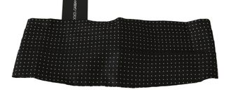 Dolce & Gabbana Mens Black Dotted Waist Belt Silk Cummerbund