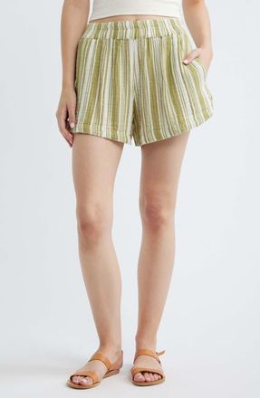 Rip Curl Premium Surf Stripe Cotton Shorts in Olive at Nordstrom, Size X-Large