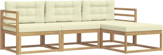 vidaXL Conjunto De Sof&aacute;s De Exterior 4 Uds. Blanco Y Crema Poli&eacute;ster Vidaxl