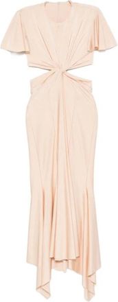 Philosophy di Lorenzo Serafini Jurk met Uitsnijding en Twist Detail - Dames - Maxi kleedjes - Beige - XS - Kleedjes