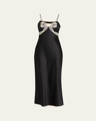 LoveShackFancy Isolie Lace Bow Crepe Midi Dress