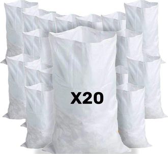 OEM 20 Sacos Para Escombros, 55 X 95 Cm, 55 Kg, Duraderos Y Reutilizables, Fabricados En Polipropileno Tejido Blanco, Ideales Para Arena, Tierra, Grava, J