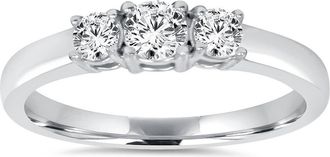 Pompeii3 3/4CT Diamond 3 Stone Engagement Ring 14K White Gold Size Selectable