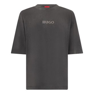 HUGO BOSS Tops, Heren, Grijs, XL, Katoen, T-shirt met korte mouwen