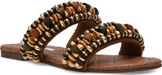 Steve Madden Messima Beaded Two-Strap Sandal in Brown Raffia at Nordstrom, Size 6.5