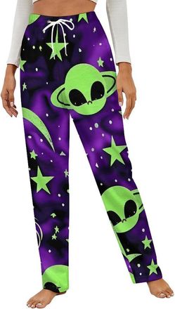 Generic Galaxy Alien Womens Flannel Pyjama Casual Wide Lounge Pants Soft Pj Bottom with Drawstring Sleepwear L