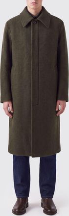 Sunflower Knee-Length Single-Breasted Wool-Blend Coat with Concealed Closure