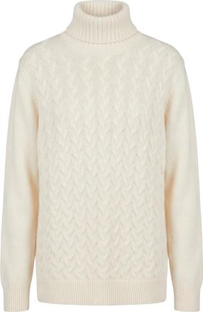 Moorer Trui met hoge hals en ribbelstructuur - Dames - Cashmere truien - Wit - XS - Kasjmier - Truien & Vesten
