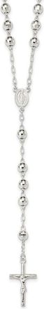 Diamond2Deal Sterling Silver Polished Rosary Necklace 26