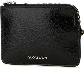 Alexander McQueen Mens Coin Card Case Black Leather Wallet