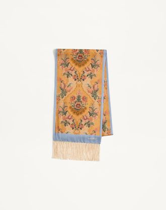 Valentino Garavani Sciarpa Apr&egrave;s LHiver in Seta Stampata E Lurex Con Frange. Donna MULTICOLOR UNI