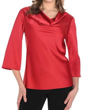 Frank Lyman Design Holiday Drape Neck Blouse Top In Red
