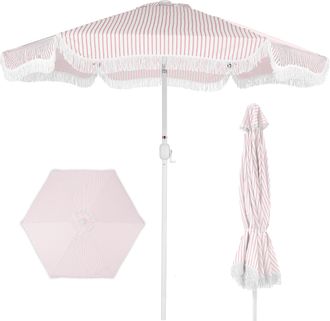 Best Choice Products Best Choice 9ft Fringe Market Umbrella - Boho Patio Sunshade w/ Tilt, UPF50+, Steel Pole for Table, Pool, Deck