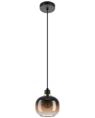 Eglo Eglo Oilella 1 Light Pendant With Black Finish & Vaporized Amber Glass Shade