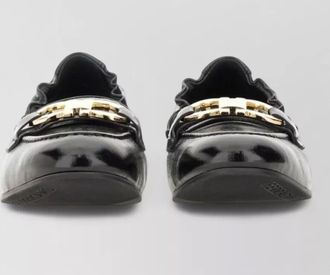 Ferragamo loafers round toe gold tone hardware