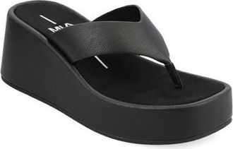 Mia Niccola Platform Wedge Flip Flop in Black at Nordstrom, Size 6.5