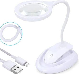 OEM Lupa Con Luz, L&aacute;mpara De Aumento 5x/10x Con Soporte Y Pinza, L&aacute;mpara De Escritorio Recargable Con Brillo Ajustable Para Lectura De Cerca, Pasatiempos,