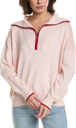 Brodie Tipped 1/2-Zip Cashmere-Blend Pullover