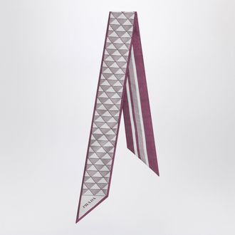 Prada Foulard color malva stampato in twill di seta