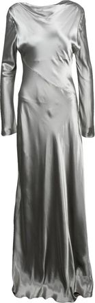 Alberta Ferretti Silver Tunic Viscose Long Satin Dress