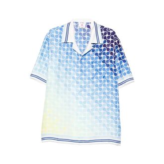 Casablanca Short Sleeve Shirts, male, Multicolor, Size: L Gradient Tennis Tile Short Sleeve Silk Shirt
