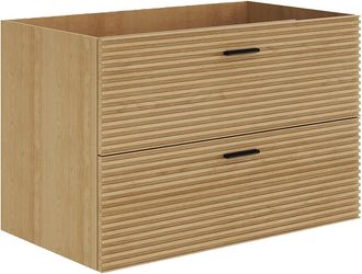 Vente-Unique Mueble bajo lavabo suspendido estriado - 2 cajones - Natural claro - 80 cm - SARONE