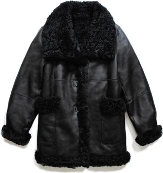 Just things we like Omkeerbare Shearling Jas - Dames - Jassen - Zwart - M - Wol - Jassen