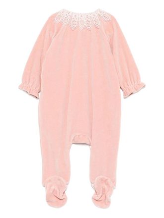 Tartine Et Chocolat Lace-Collar Cotton-Blend Bodysuit - Pink