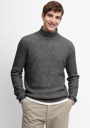 Cinque Rollkragenpullover CINQUE CISTRO, Herren, Gr. XL, grau (anthrazit), Strick, Obermaterial: 49% Baumwolle, 46% Polyamid, 5% Elasthan, unifarben, slim fi