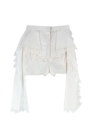 Alexander McQueen Ivory Lace Trim Shorts Size XS