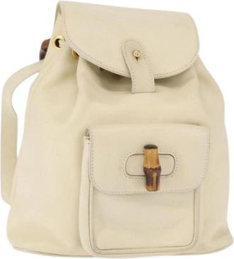 Gucci Pre-owned Lederen Rugzak - Dames - Vintage Rugzakken - Wit - ONE Size - Leer - Vintage