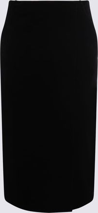 Saint Laurent Black Cotton Midi Skirt