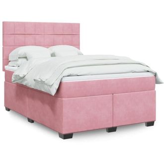 vidaXL Vidaxl - Cama Box Spring Con Colch&oacute;n Terciopelo Rosa 140x190 Cm