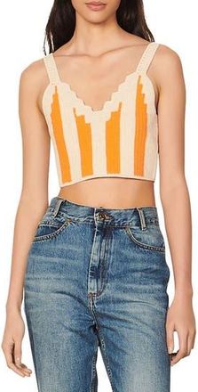 Sandro Nohan Stripe Crop Tank Top in Beige/Orange at Nordstrom Rack, Size 4 (Fits Like 10 Us)