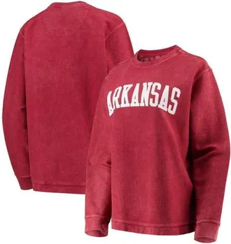 Pressbox Womens Pressbox Cardinal Arkansas Razorbacks Comfy Cord Vintage Wash Basic Arch Pullover Sweatshirt at Nordstrom, Size X-Large