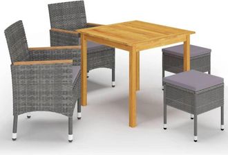 vidaXL Juego De Comedor De Jard&iacute;n De 5 Piezas Gris Vidaxl