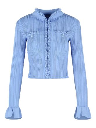 Self Portrait flared-sleeve cardigan - Blue