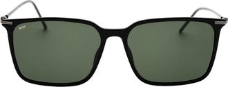 HUGO BOSS Mens Hugo Boss Green Lens Black Sunglasses - Size: ONE size
